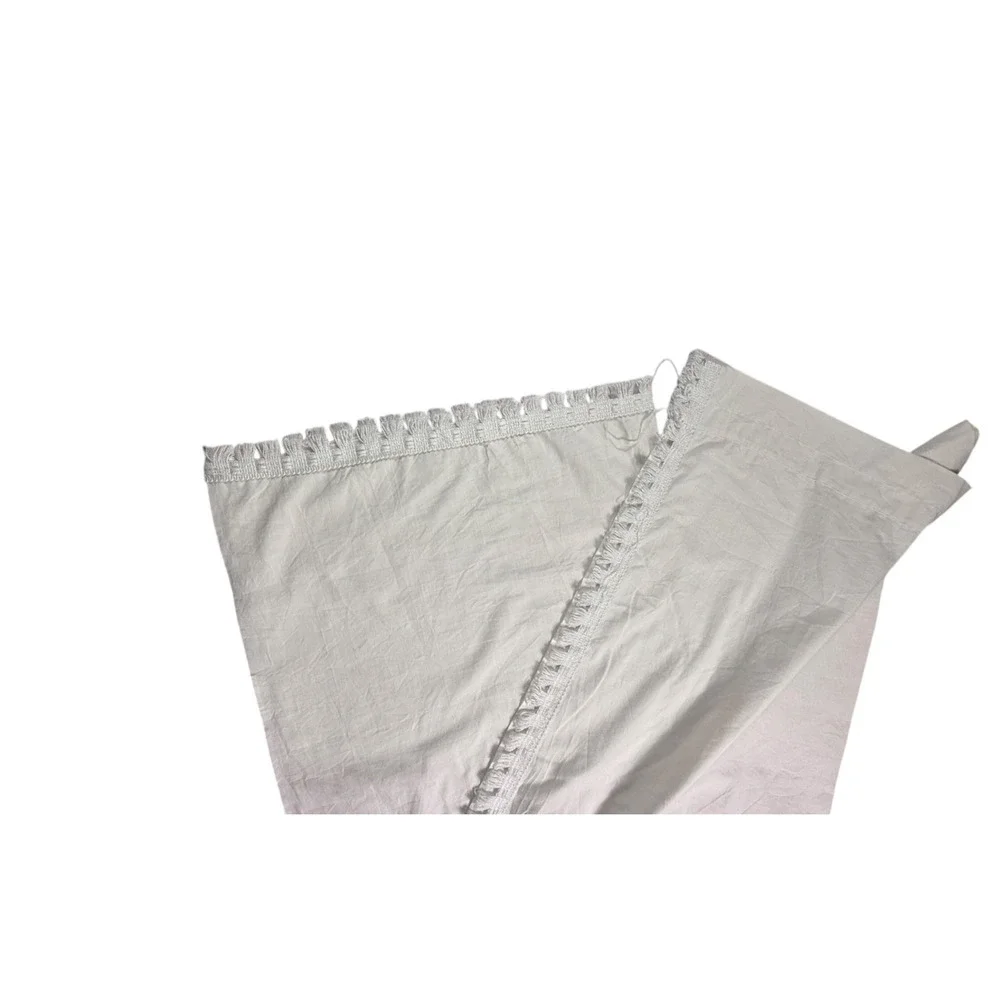 Pair Fringe Trim Curtains Drapes Vintage White Cotton Side Border 2 Panels